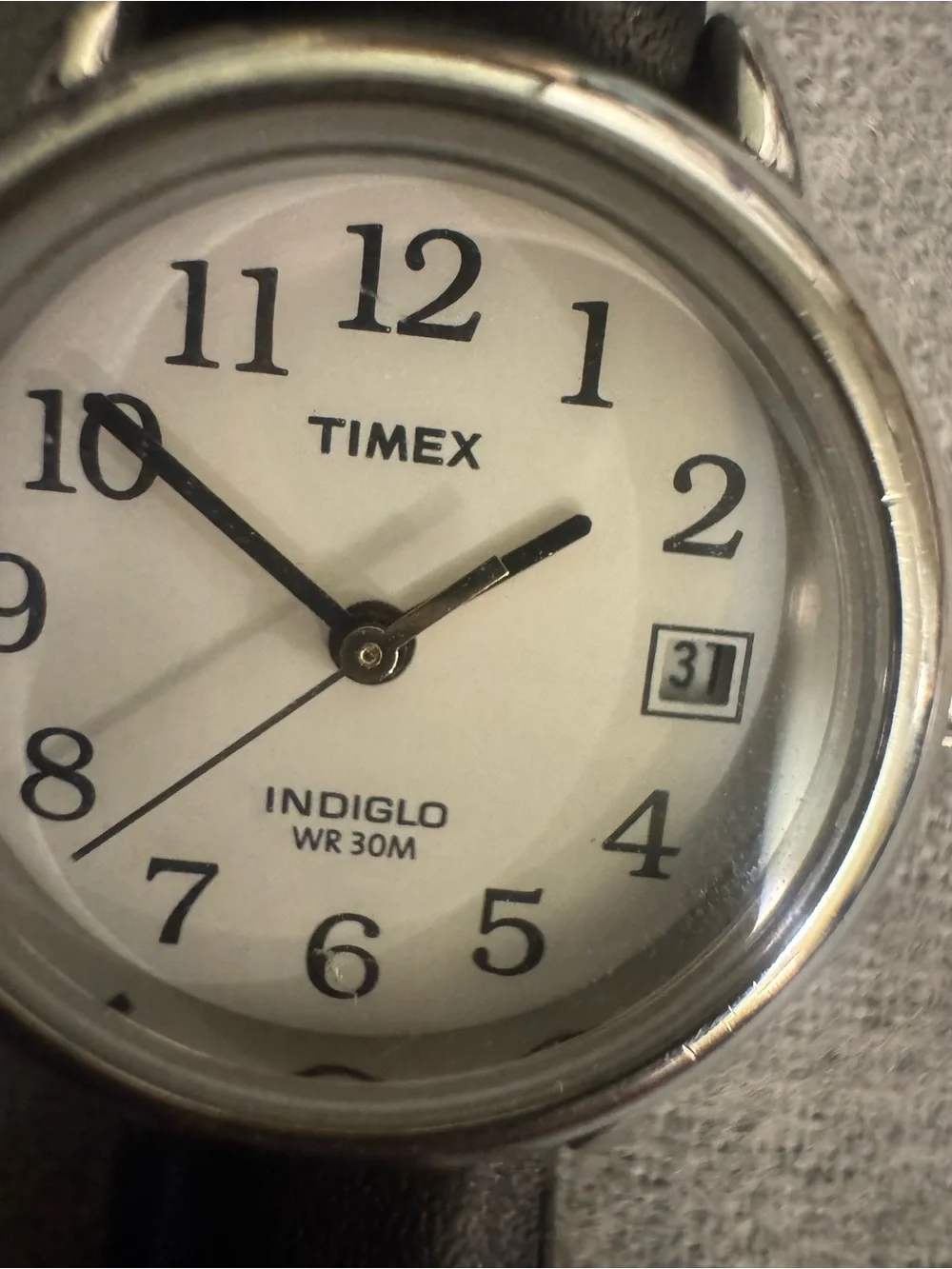 Timex Black Strap Watch with White Dial